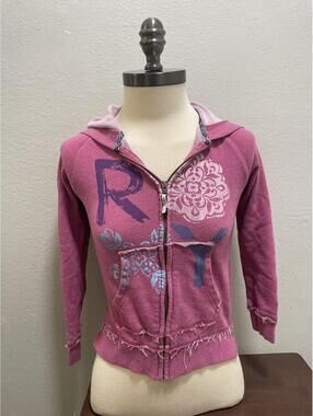 Vintage Y2K Roxy Pink Zip Up Hoodie Womens Xs